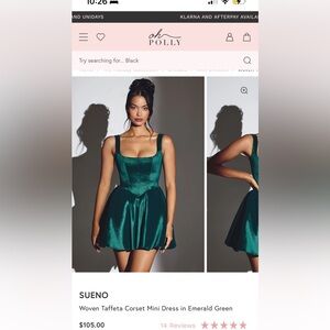 Oh Polly emerald green corset dress size 8